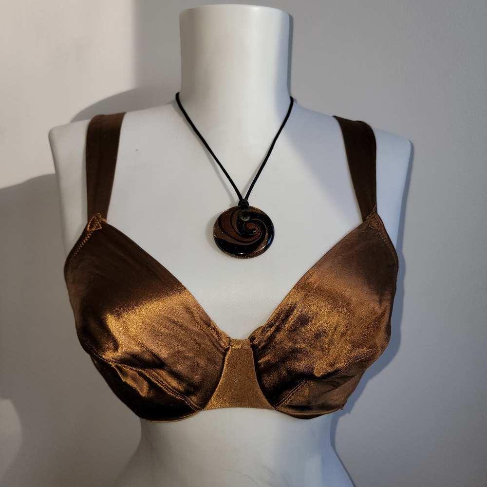 Victoria's Secret Vintage Liquid Satin Bronze Second Skin Unlined Bra 34C 1996